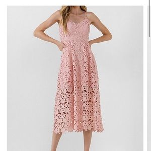 ASTR The Label Pink A-Line Lace Midi Dress Small